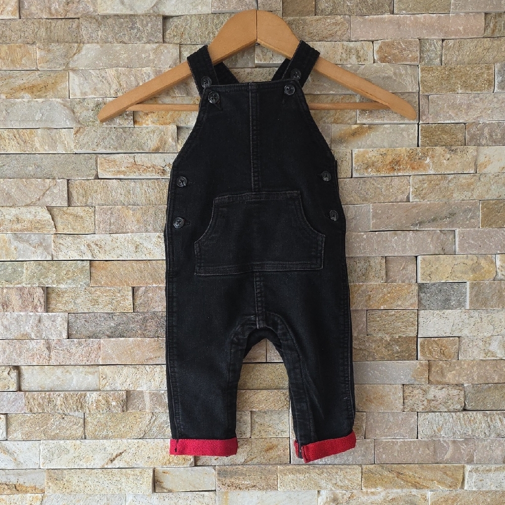 Joe Fresh Black Kids Overalls with Red Cuffs